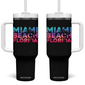 Miami Beach Florida Proud Tumbler With Handle Floridian Retro Palms Trees