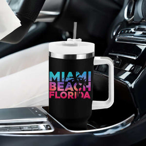 Miami Beach Florida Proud Tumbler With Handle Floridian Retro Palms Trees