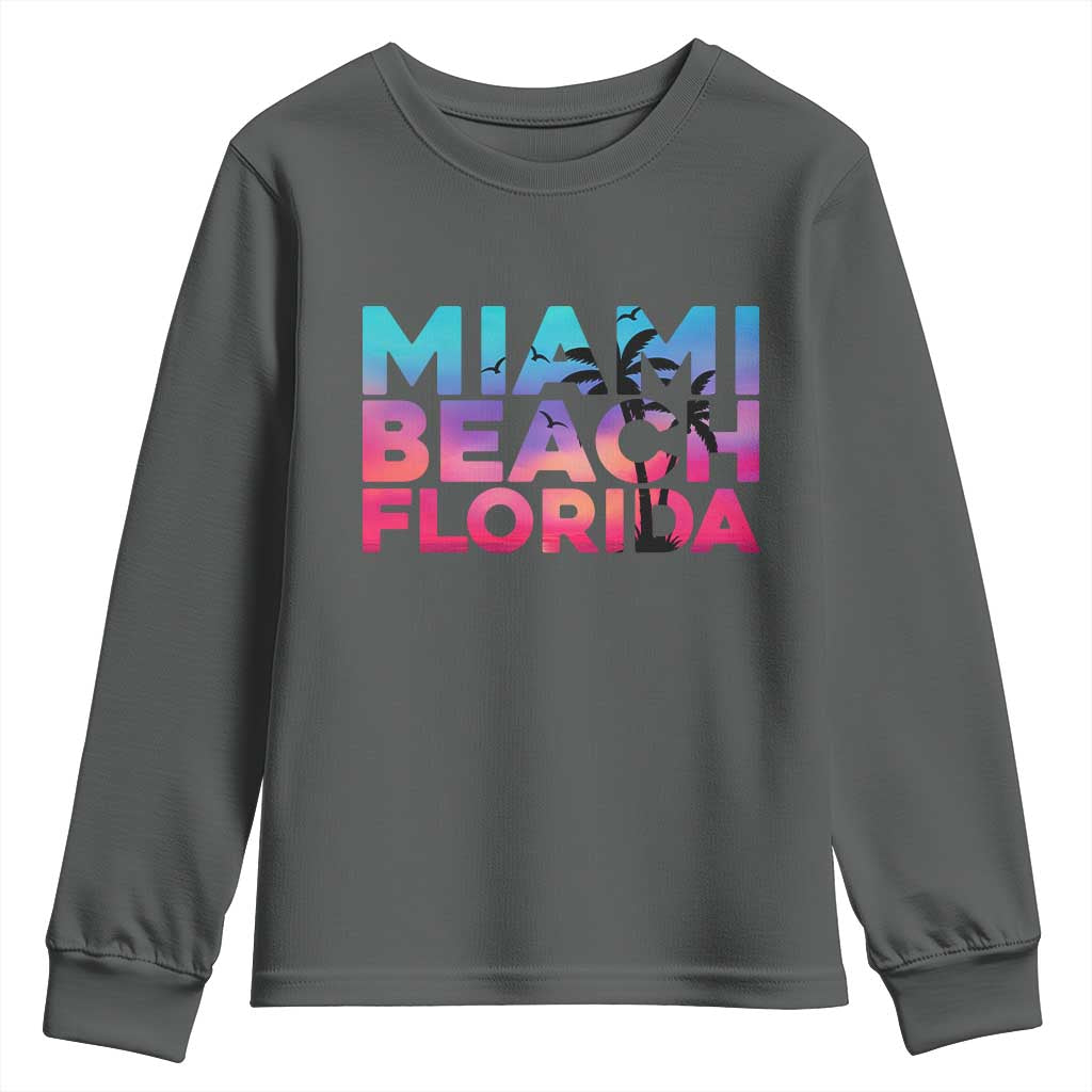 Miami Beach Florida Proud Youth Sweatshirt Floridian Retro Palms Trees