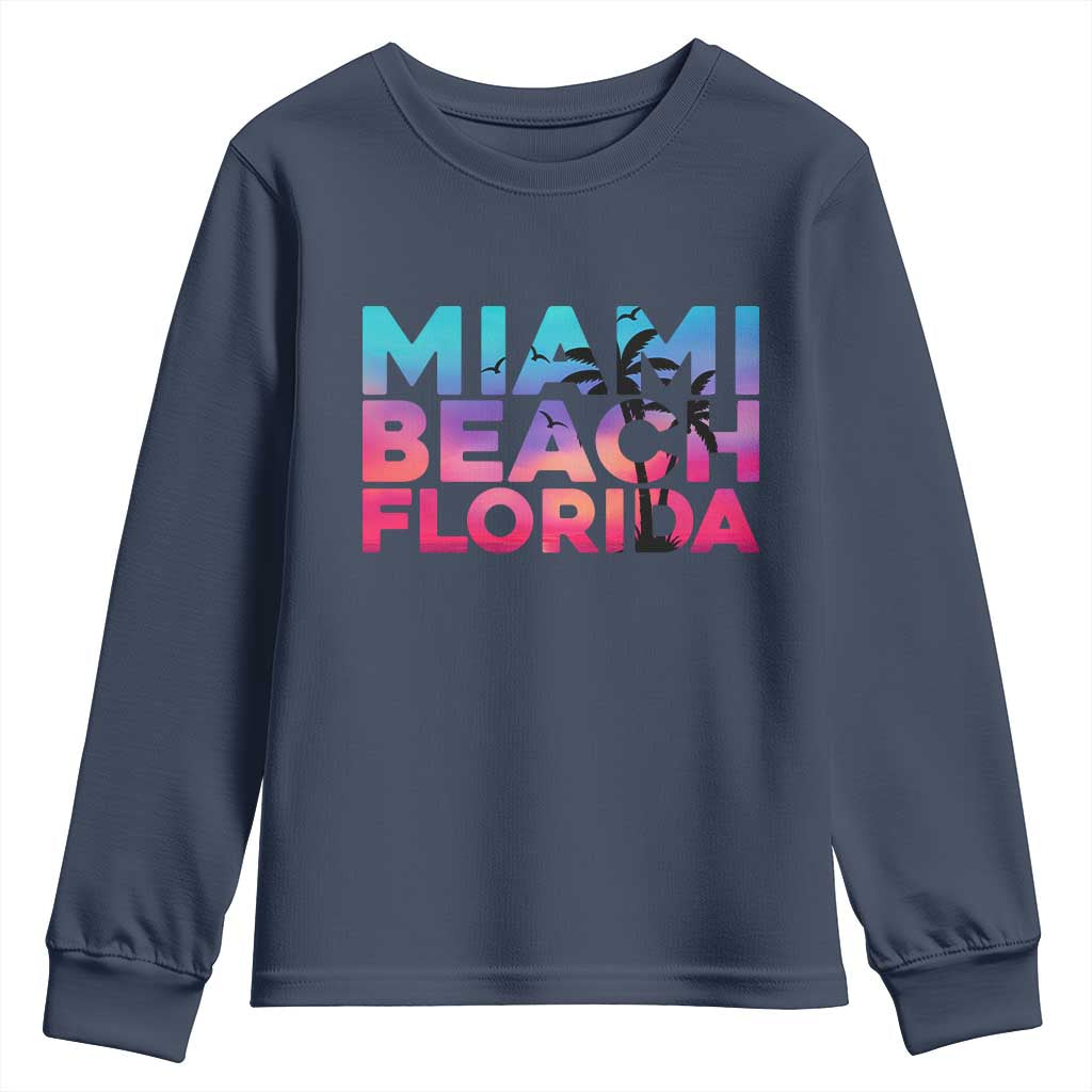 Miami Beach Florida Proud Youth Sweatshirt Floridian Retro Palms Trees