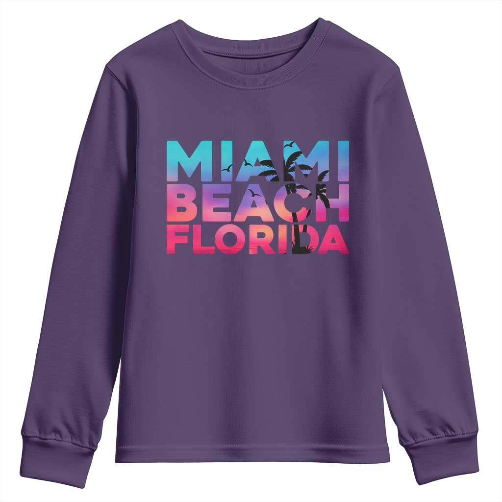 Miami Beach Florida Proud Youth Sweatshirt Floridian Retro Palms Trees