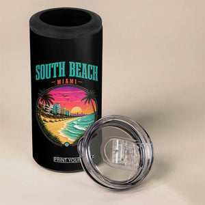 South Beach Miami 4 in 1 Can Cooler Tumbler Retro Florida USA Souvenir Gift