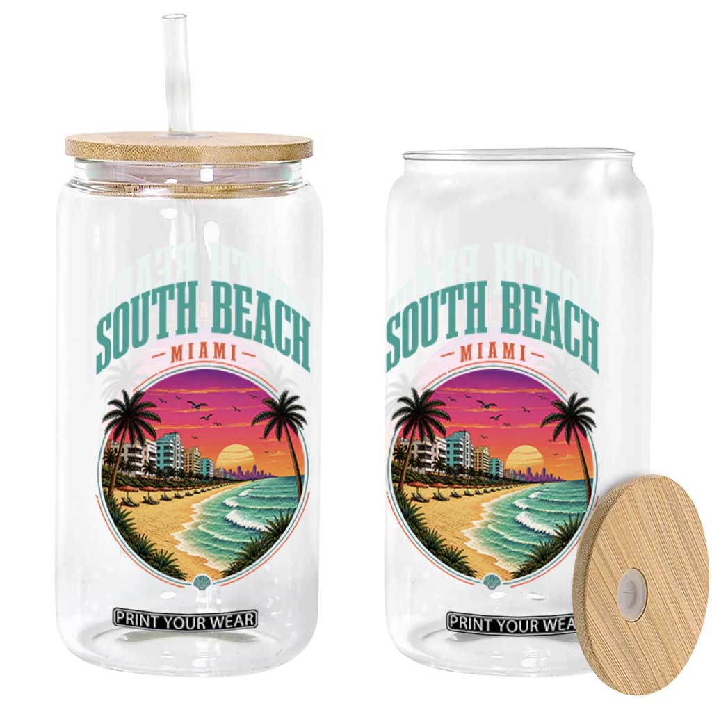 South Beach Miami Glass Can Retro Florida USA Souvenir Gift