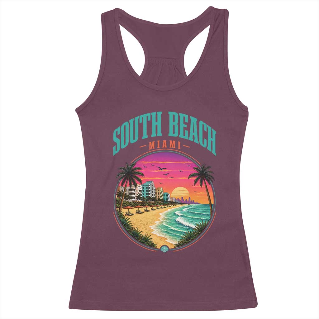 South Beach Miami Racerback Tank Top Retro Florida USA Souvenir Gift