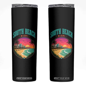 South Beach Miami Skinny Tumbler Retro Florida USA Souvenir Gift