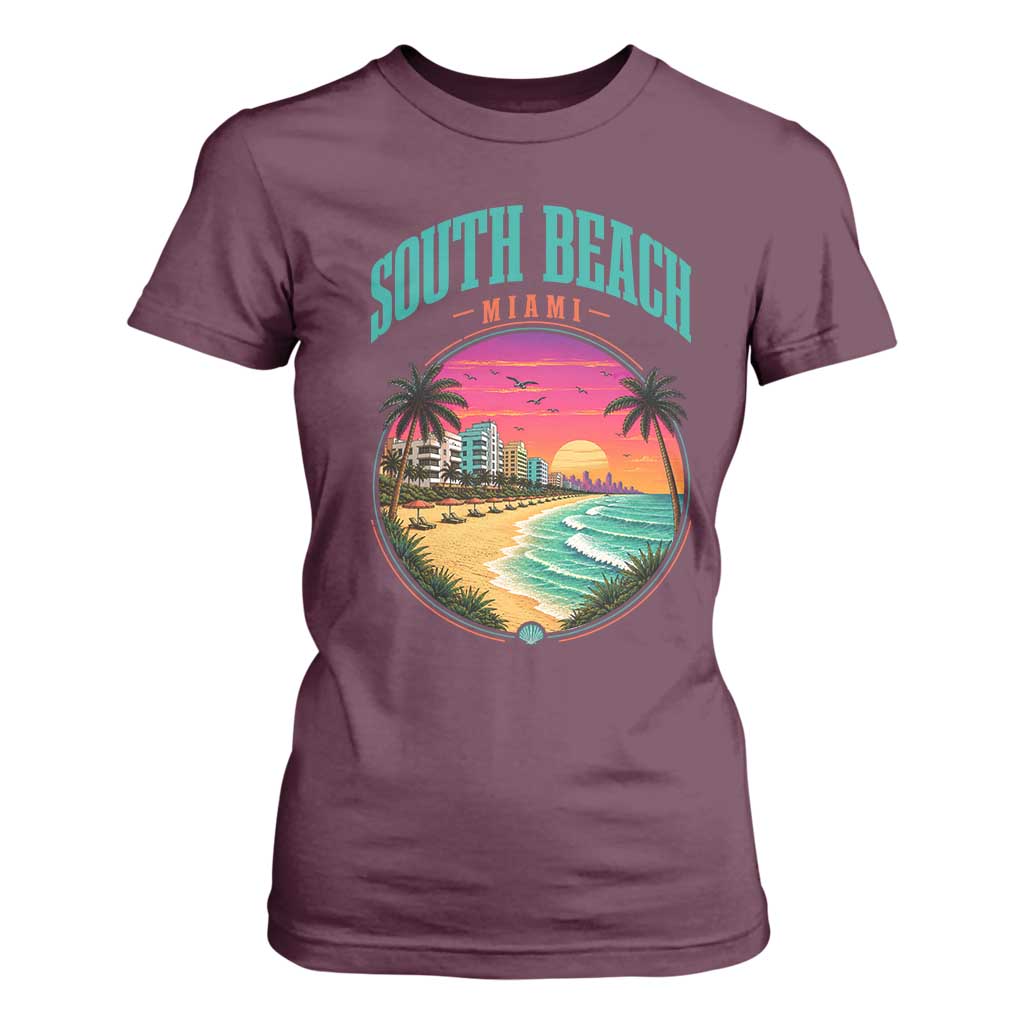 South Beach Miami T Shirt For Women Retro Florida USA Souvenir Gift