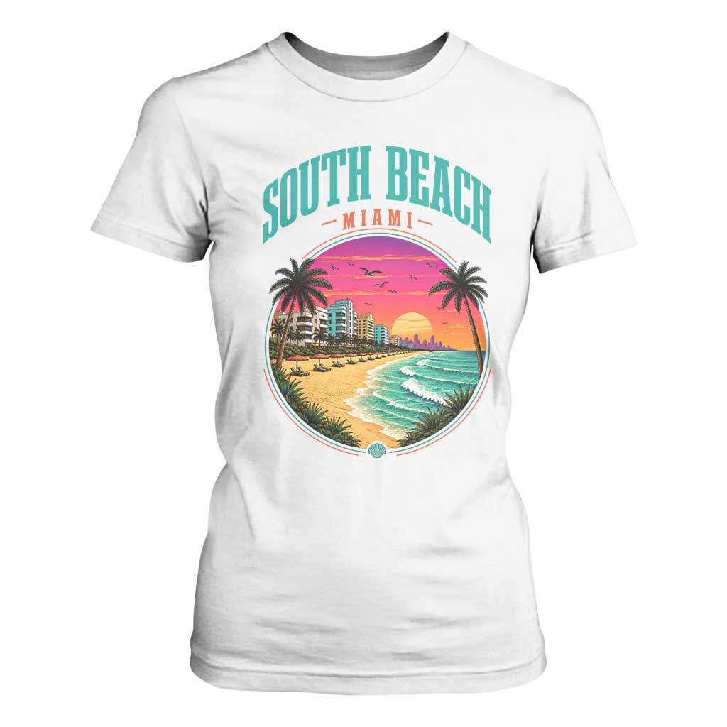 South Beach Miami T Shirt For Women Retro Florida USA Souvenir Gift