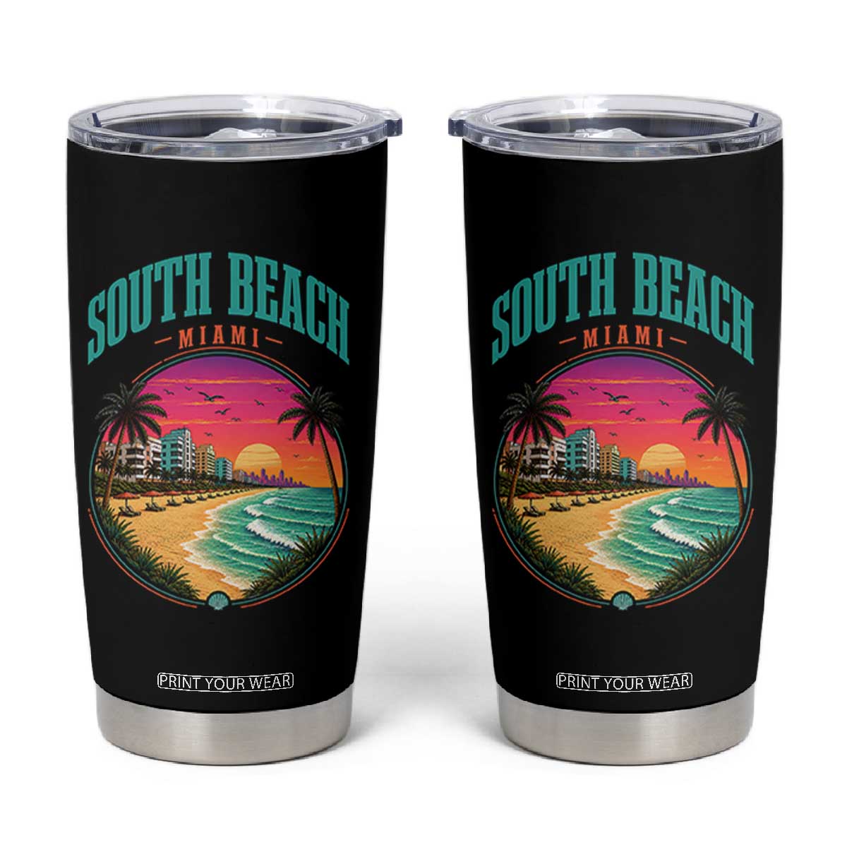South Beach Miami Tumbler Cup Retro Florida USA Souvenir Gift