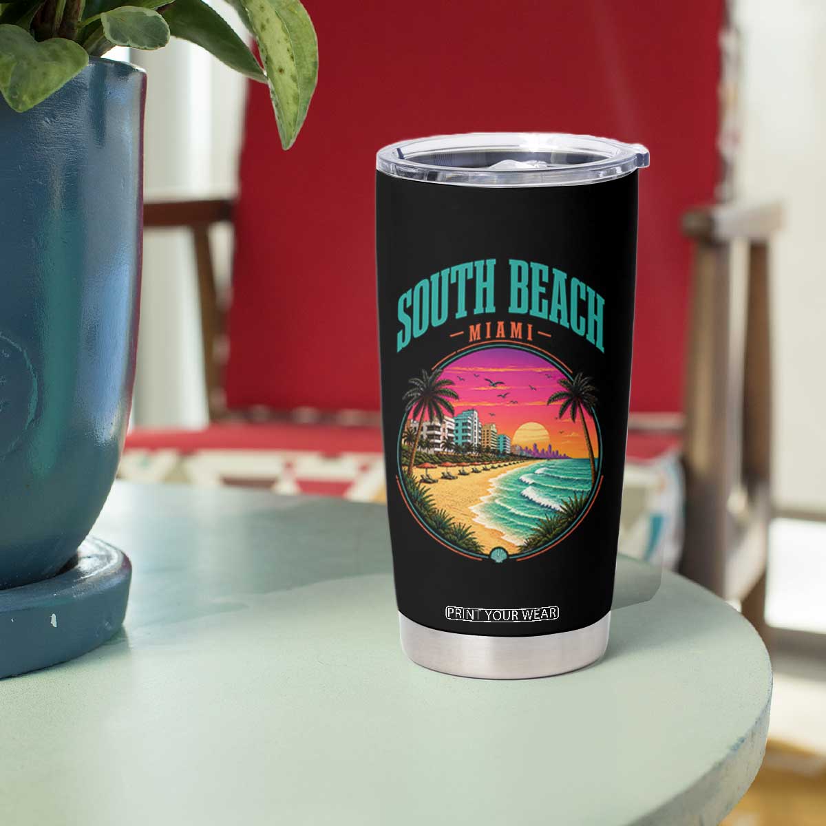 South Beach Miami Tumbler Cup Retro Florida USA Souvenir Gift