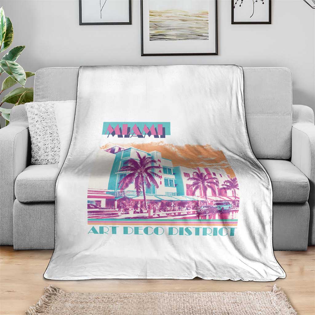 Vintage Miami Florida Art Deco Throw Blanket Miami City Pride Graphic