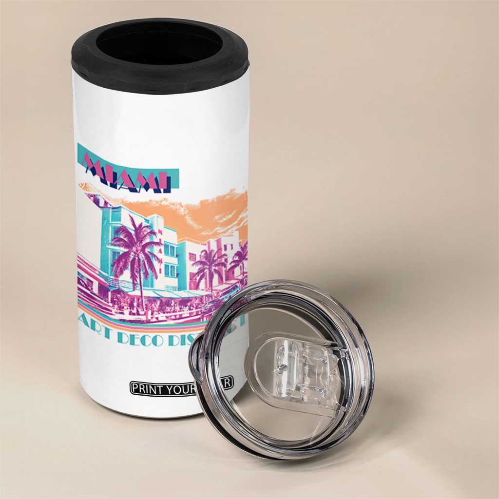 Vintage Miami Florida Art Deco 4 in 1 Can Cooler Tumbler Miami City Pride Graphic