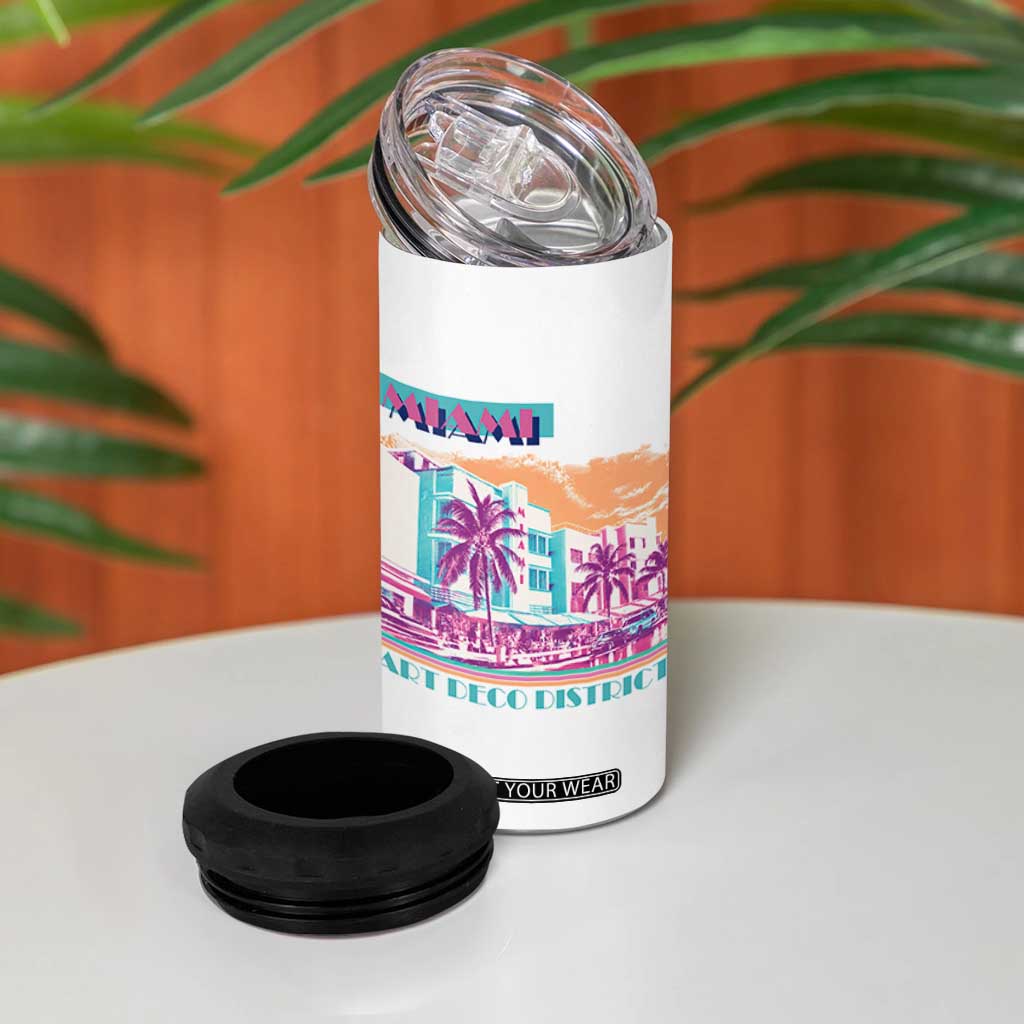 Vintage Miami Florida Art Deco 4 in 1 Can Cooler Tumbler Miami City Pride Graphic