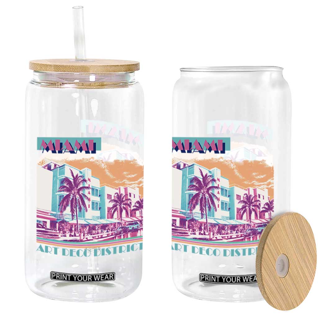 Vintage Miami Florida Art Deco Glass Can Miami City Pride Graphic