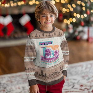 Vintage Miami Florida Art Deco Ugly Christmas Sweater Miami City Pride Graphic