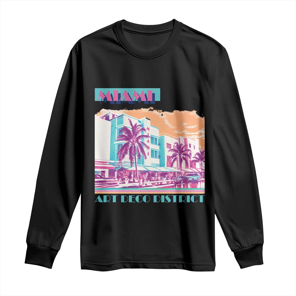Vintage Miami Florida Art Deco Long Sleeve Shirt Miami City Pride Graphic