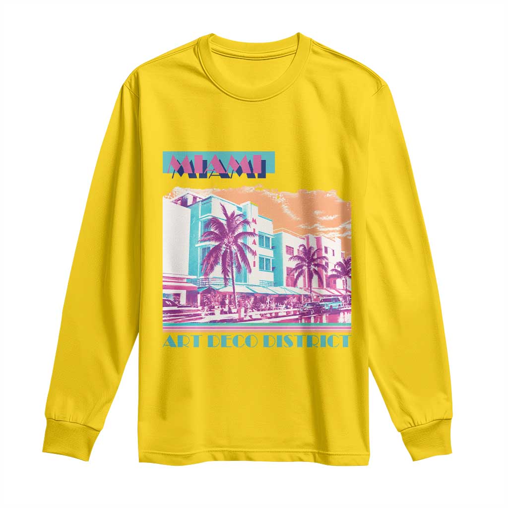Vintage Miami Florida Art Deco Long Sleeve Shirt Miami City Pride Graphic