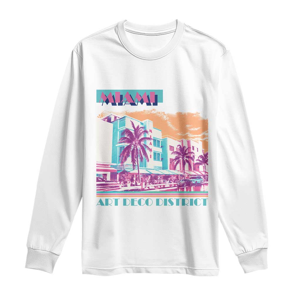 Vintage Miami Florida Art Deco Long Sleeve Shirt Miami City Pride Graphic TS14 White Print Your Wear