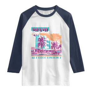 Vintage Miami Florida Art Deco Raglan Shirt Miami City Pride Graphic