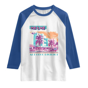 Vintage Miami Florida Art Deco Raglan Shirt Miami City Pride Graphic