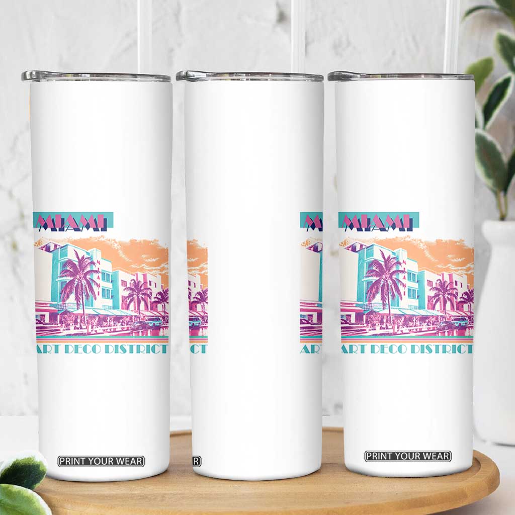 Vintage Miami Florida Art Deco Skinny Tumbler Miami City Pride Graphic