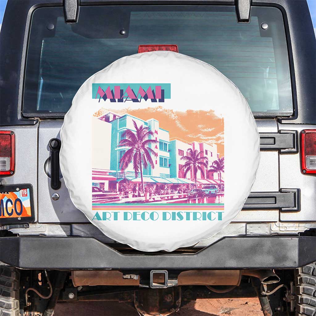 Vintage Miami Florida Art Deco Spare Tire Cover Miami City Pride Graphic TS14 No hole White Print Your Wear