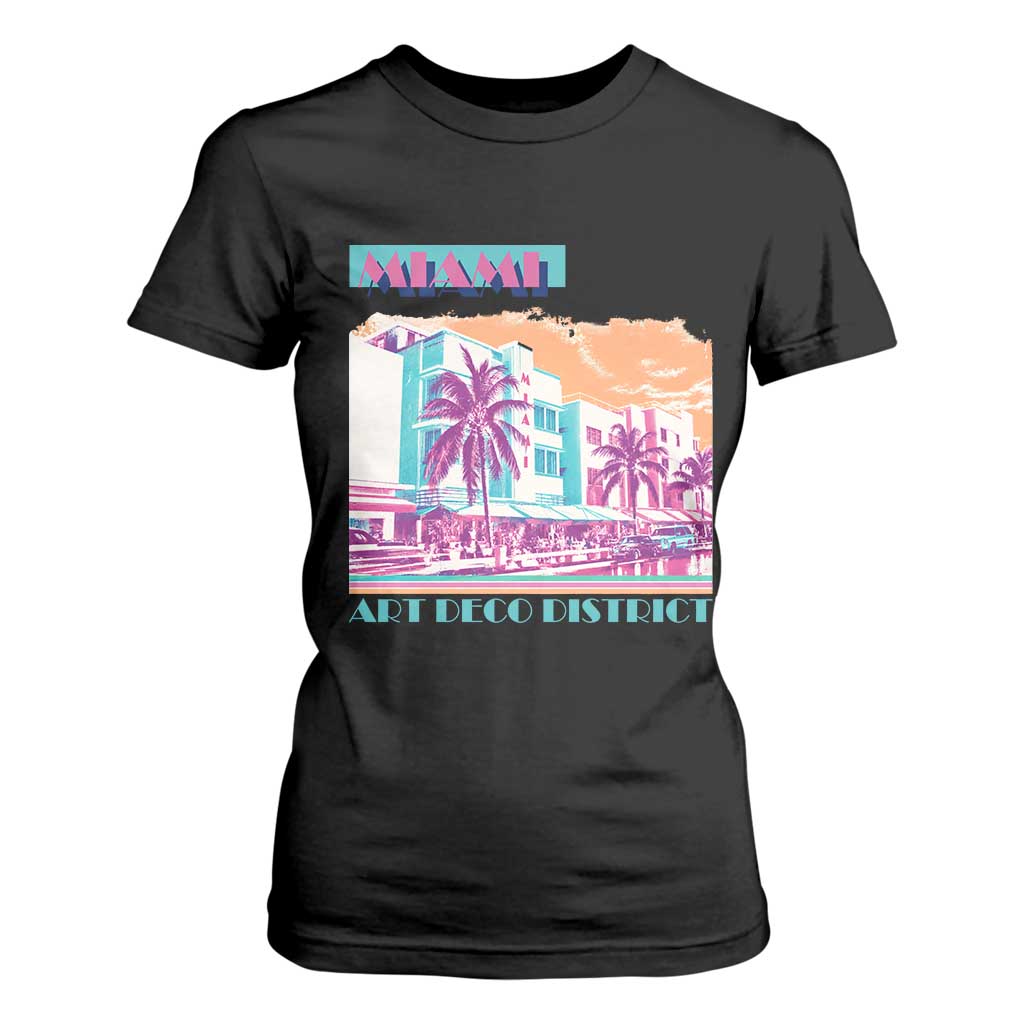 Vintage Miami Florida Art Deco T Shirt For Women Miami City Pride Graphic