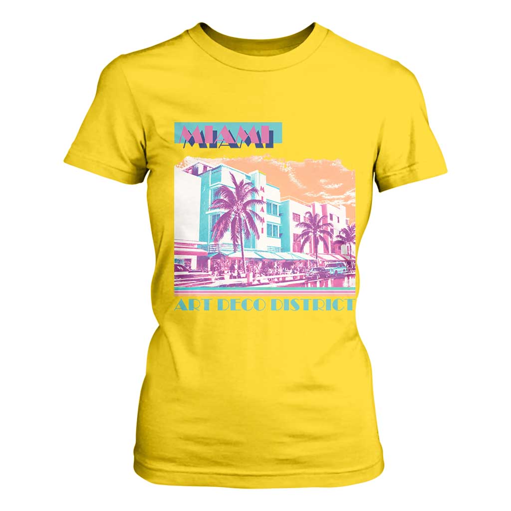 Vintage Miami Florida Art Deco T Shirt For Women Miami City Pride Graphic