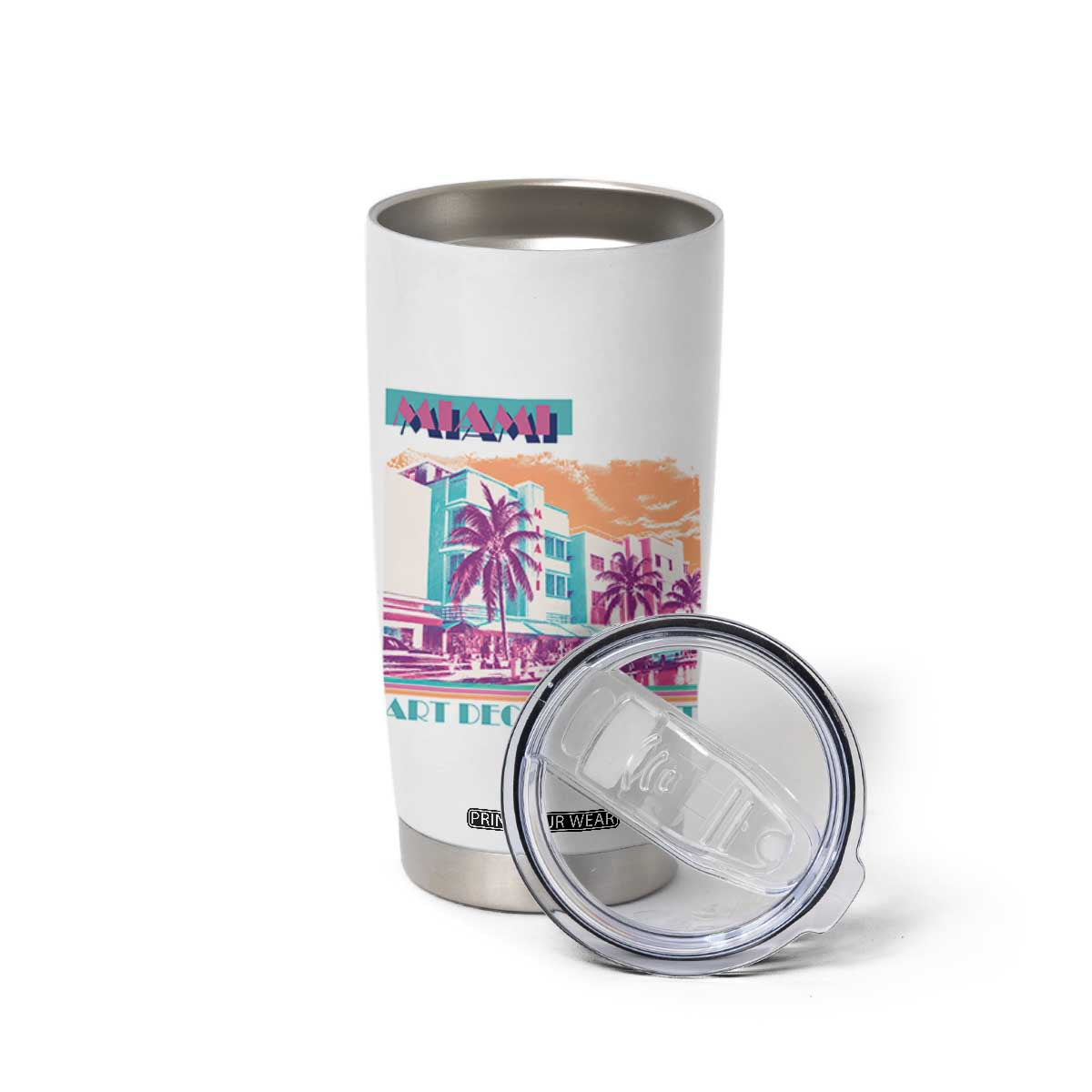 Vintage Miami Florida Art Deco Tumbler Cup Miami City Pride Graphic