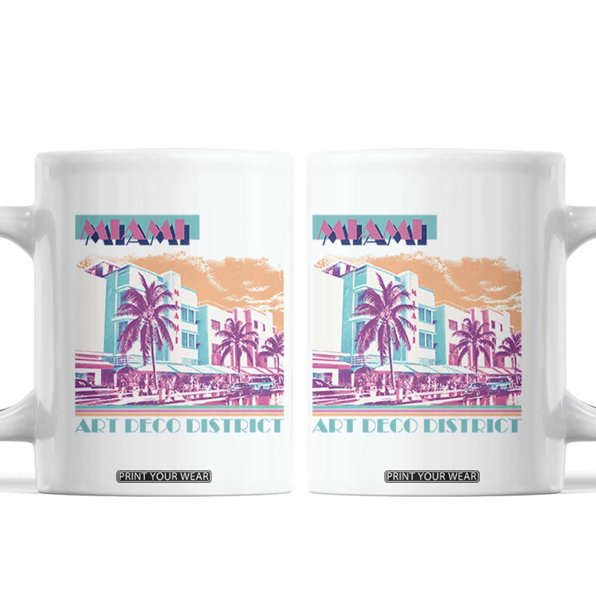 Vintage Miami Florida Art Deco Coffee Mug Miami City Pride Graphic