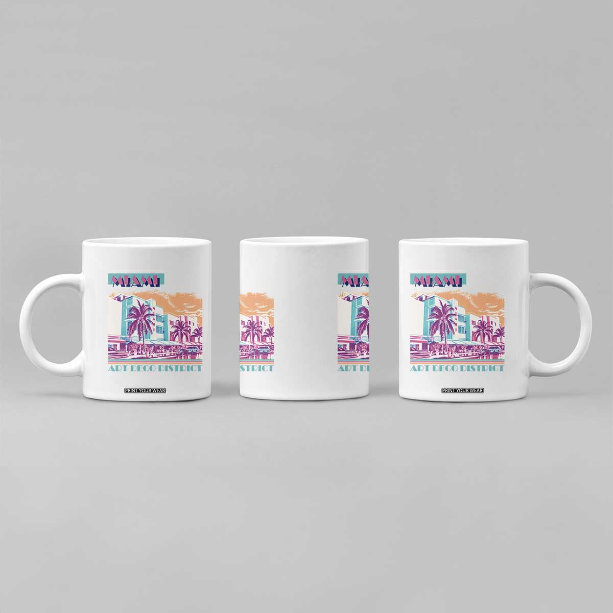 Vintage Miami Florida Art Deco Coffee Mug Miami City Pride Graphic