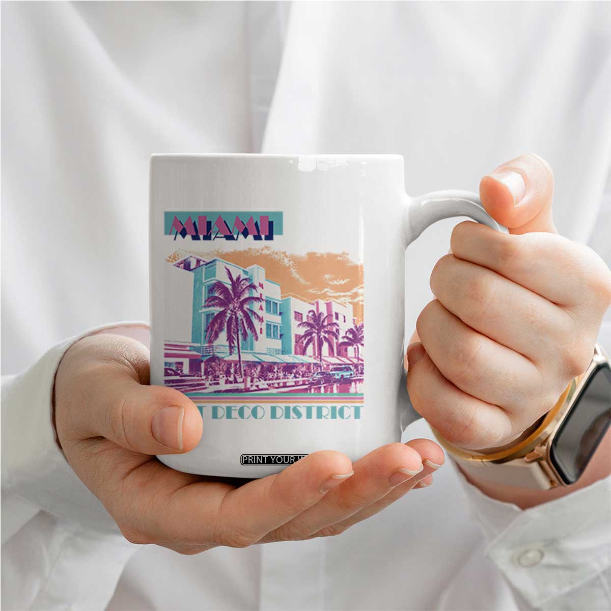 Vintage Miami Florida Art Deco Coffee Mug Miami City Pride Graphic