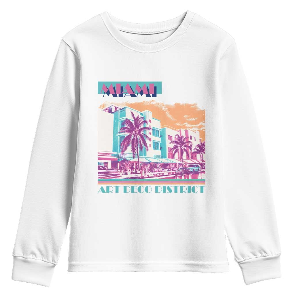 Vintage Miami Florida Art Deco Youth Sweatshirt Miami City Pride Graphic TS14 White Print Your Wear