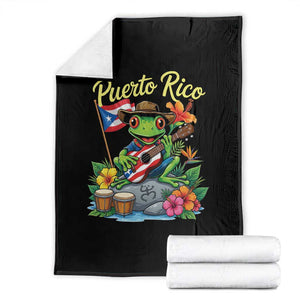 Hispanic Heritage Month Throw Blanket Taino Boricua Coqui Frog Puerto Rico