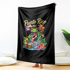 Hispanic Heritage Month Throw Blanket Taino Boricua Coqui Frog Puerto Rico