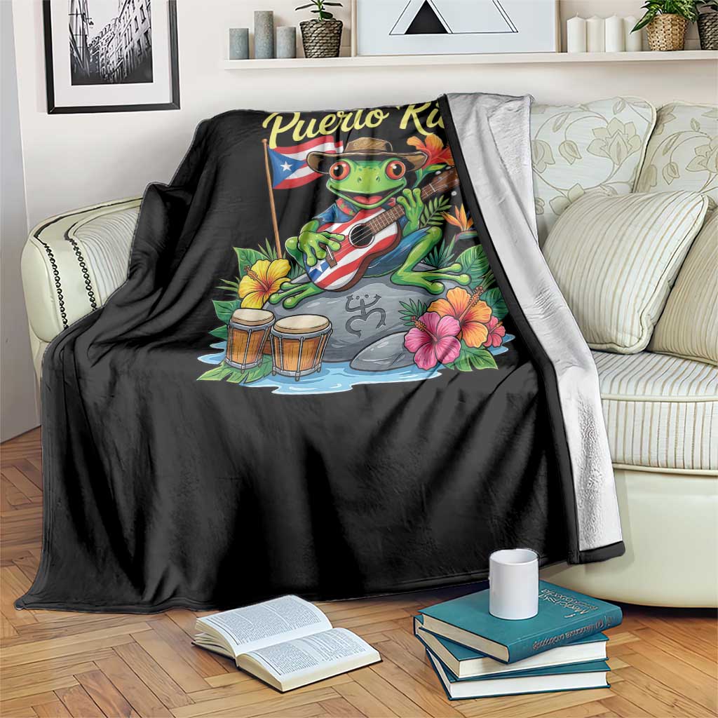 Hispanic Heritage Month Throw Blanket Taino Boricua Coqui Frog Puerto Rico