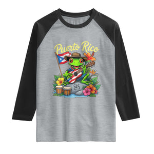 Hispanic Heritage Month Raglan Shirt Taino Boricua Coqui Frog Puerto Rico