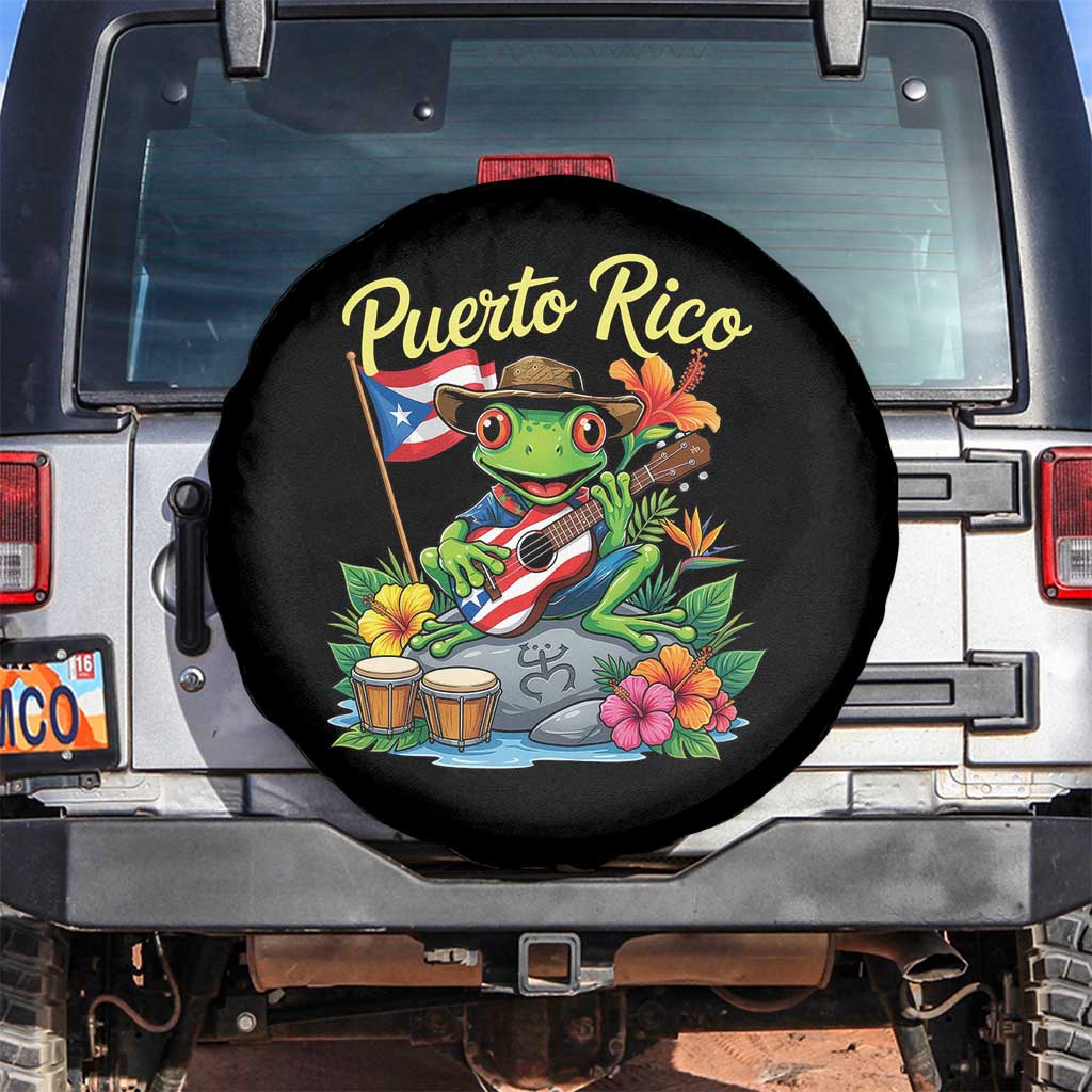 Hispanic Heritage Month Spare Tire Cover Taino Boricua Coqui Frog Puerto Rico TS14 No hole Black Print Your Wear