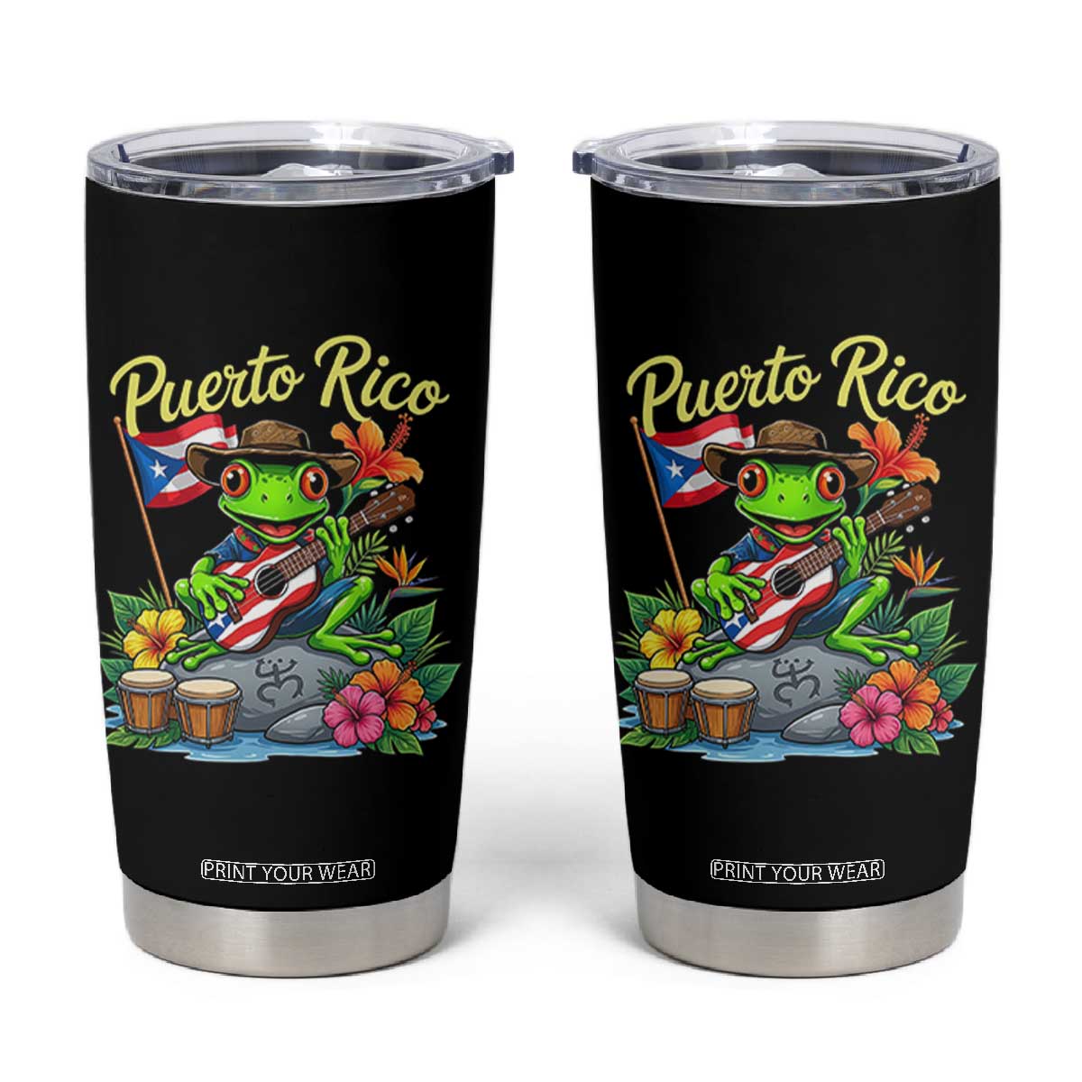 Hispanic Heritage Month Tumbler Cup Taino Boricua Coqui Frog Puerto Rico
