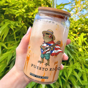 Coqui Frog Puerto Rico Glass Can Boricua Taino Island Pride