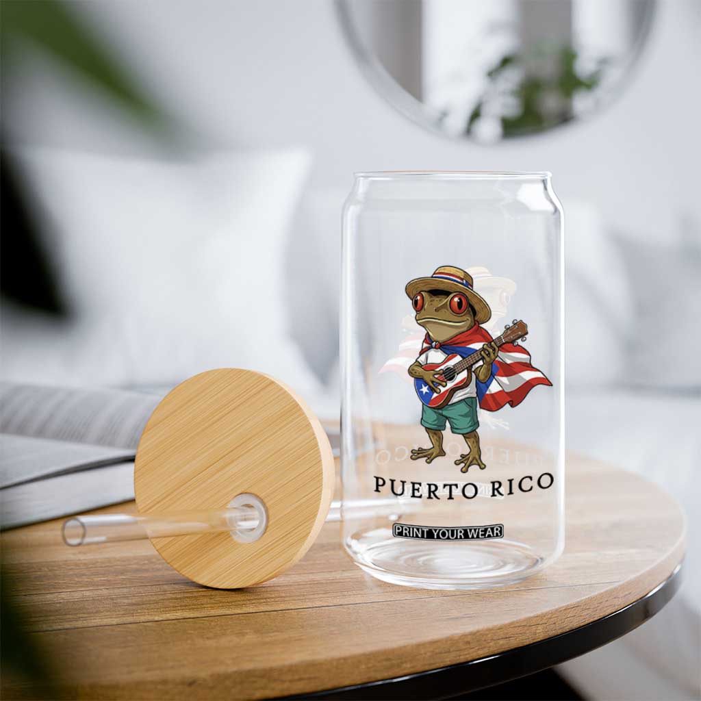 Coqui Frog Puerto Rico Glass Can Boricua Taino Island Pride