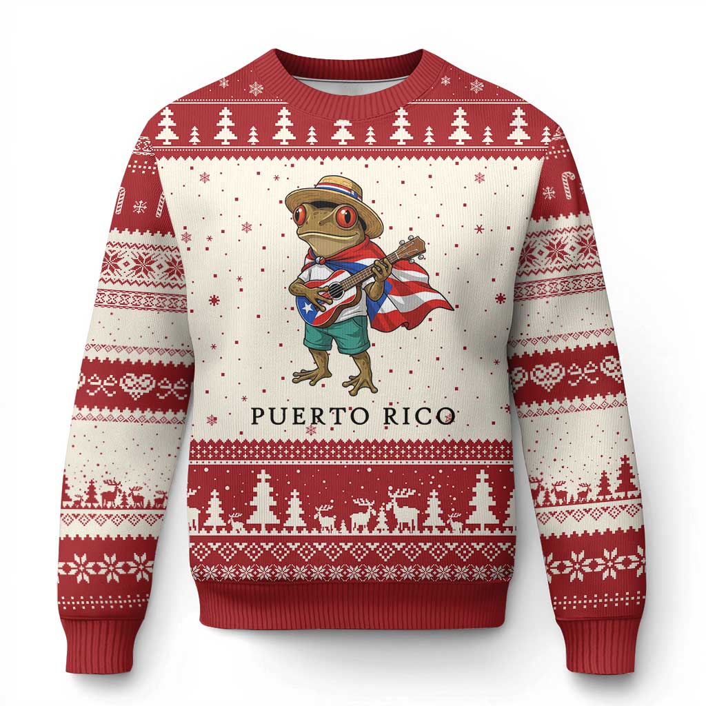 Coqui Frog Puerto Rico Ugly Christmas Sweater Boricua Taino Island Pride TS14 Beige Red Print Your Wear