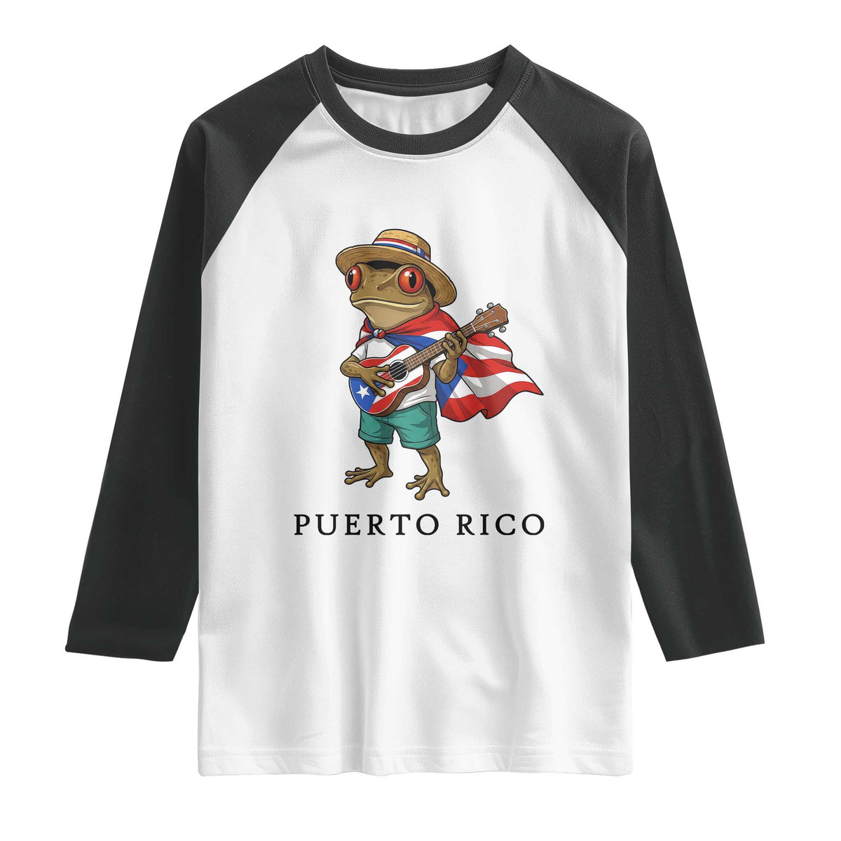 Coqui Frog Puerto Rico Raglan Shirt Boricua Taino Island Pride