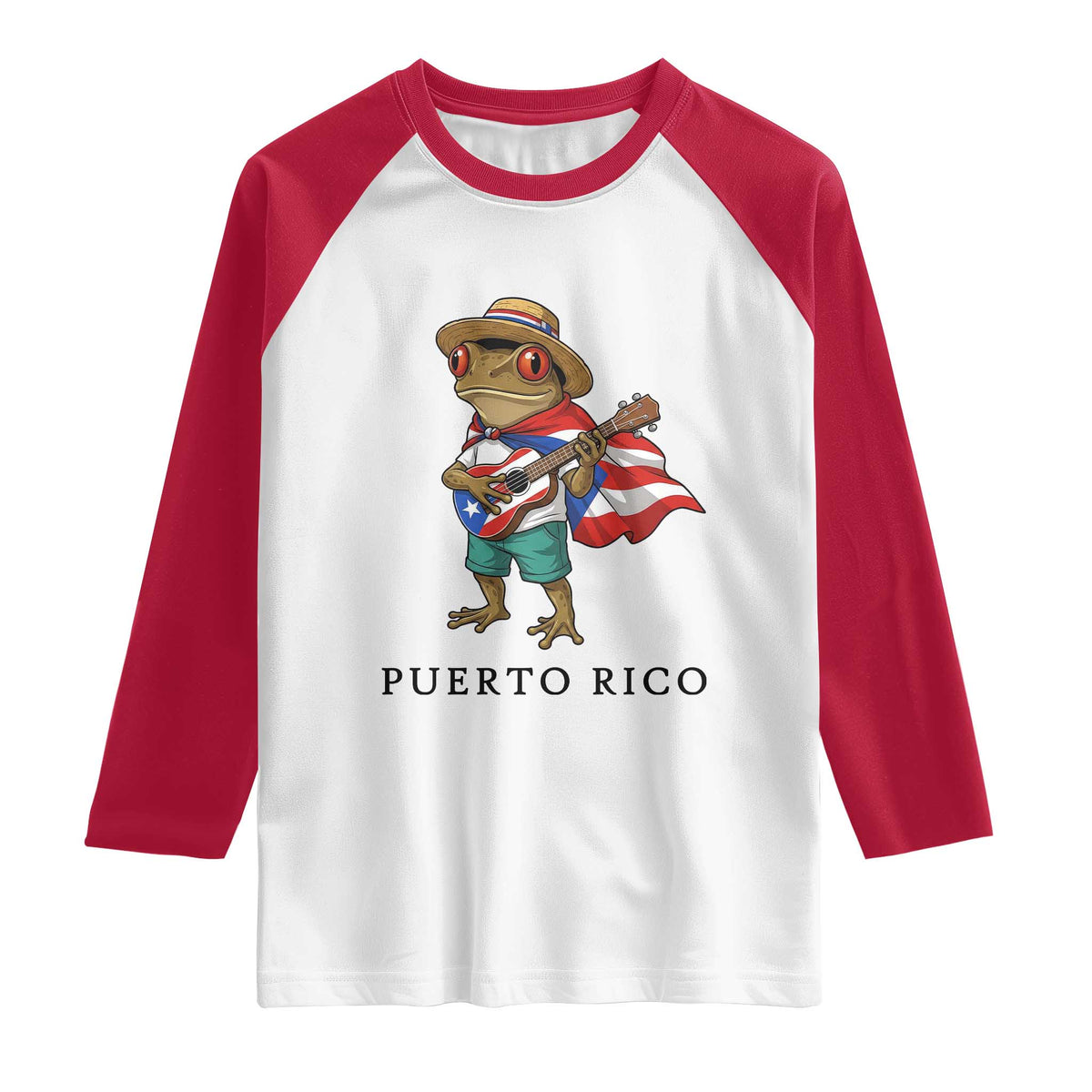 Coqui Frog Puerto Rico Raglan Shirt Boricua Taino Island Pride