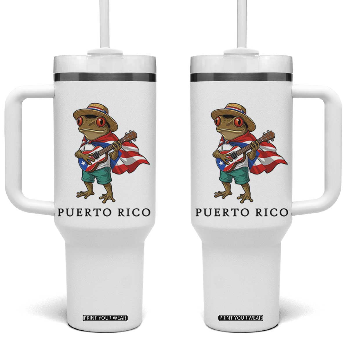 Coqui Frog Puerto Rico Tumbler With Handle Boricua Taino Island Pride