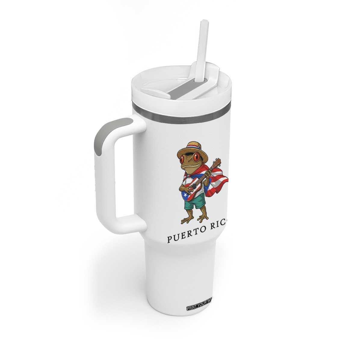Coqui Frog Puerto Rico Tumbler With Handle Boricua Taino Island Pride