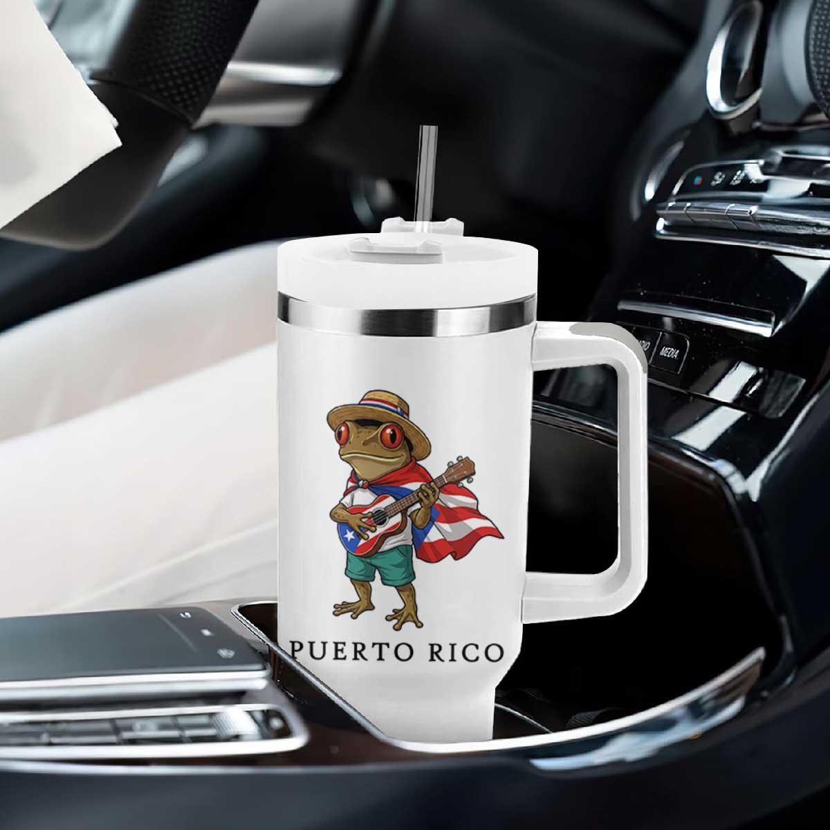 Coqui Frog Puerto Rico Tumbler With Handle Boricua Taino Island Pride