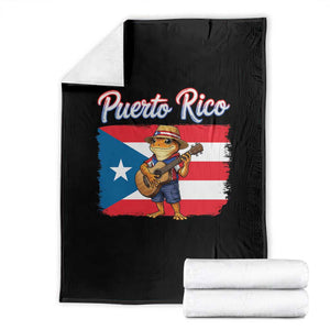 Coqui Frog Puerto Rico Flag Throw Blanket Puerto Rican Taino Boricua