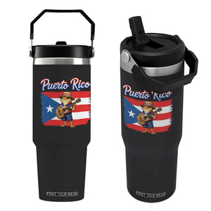 Coqui Frog Puerto Rico Flag Flip Straw Tumbler Puerto Rican Taino Boricua