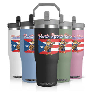 Coqui Frog Puerto Rico Flag Flip Straw Tumbler Puerto Rican Taino Boricua