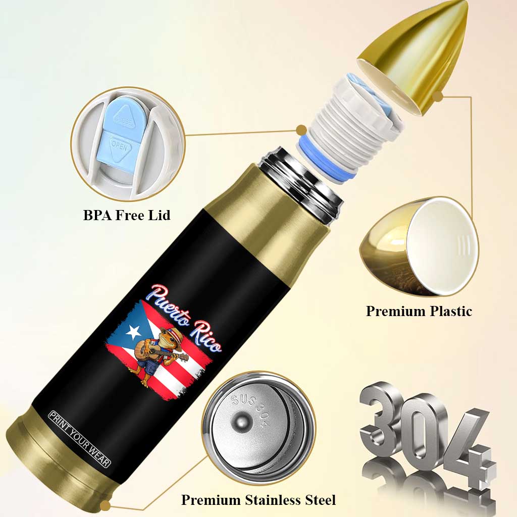 Coqui Frog Puerto Rico Flag Bullet Tumbler Puerto Rican Taino Boricua